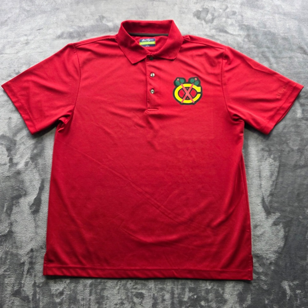NHL Blackhawks Ben Hogan Polo Shirt‎ L Red Mens Regular Fit Chicago Golf